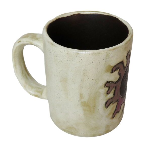 Handcrafted Mara Mexico Ceramic Coffee Tea Mug with Sun Face Design 4"tall EUC - Picture 8 of 11